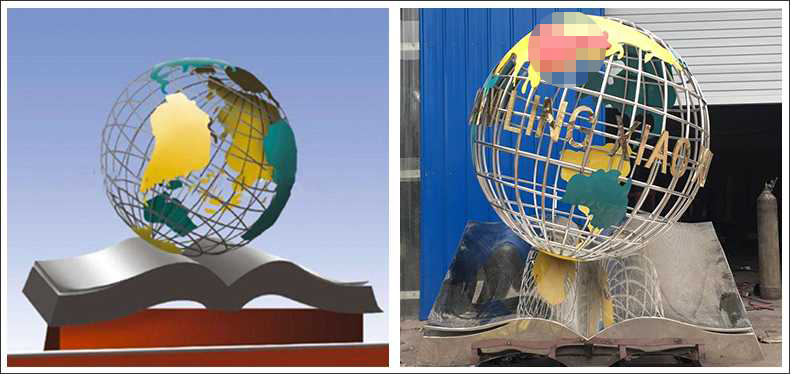 不銹鋼地球，景觀地球雕塑，學校地球儀擺件